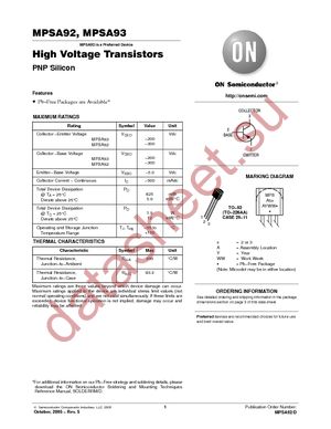 MPSA93RLRM datasheet  